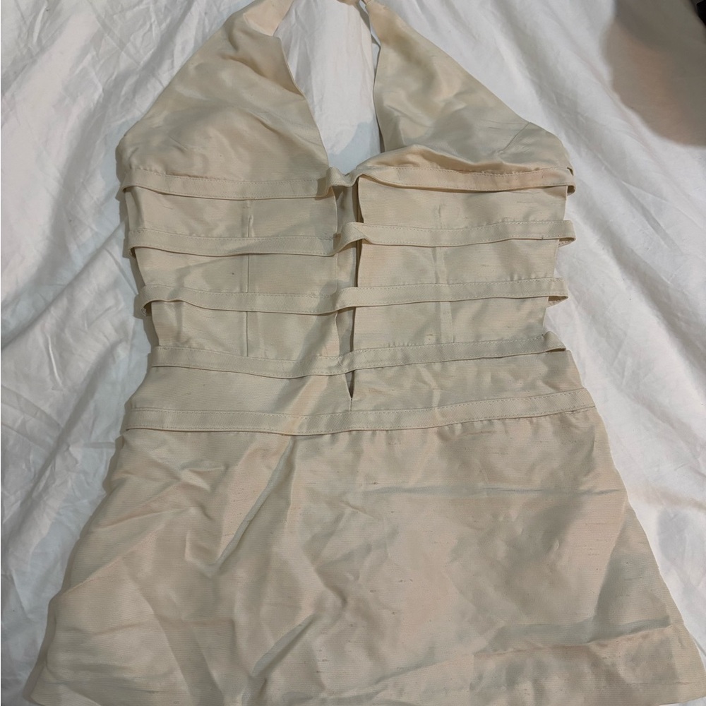 Cult Gaia Elegant Cream Halter top